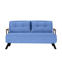 SCHLAFSOFA für 2 Personen mit Stoffbezug und Metallfüßen 133/50/41 cm - Blau, Metall (50/41/133cm) - Calicosy
