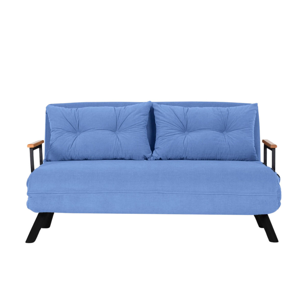SCHLAFSOFA für 2 Personen mit Stoffbezug und Metallfüßen 133/50/41 cm - Blau, Metall (50/41/133cm) - Calicosy