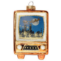 CHRISTBAUMSCHMUCK Nostalgischer Fernseher Braun 8cm (Glas / 1 Stk.) - Braun, Glas (5/8/4cm)