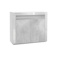 KOMMODE Valencia Beton Oxid Optik/ Weiß Hochglanz - Hellgrau, Holzwerkstoff (108/92/40cm) - Vladon