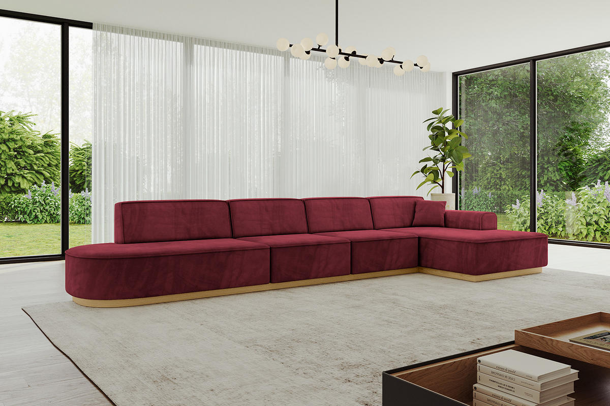 ECKSOFA Ottomane Rechts IREA-L3-v2 - 403x165x81 cm Bordeauxrot - Bordeaux, Holzwerkstoff/Textil (403/165cm) - ALTDECOR