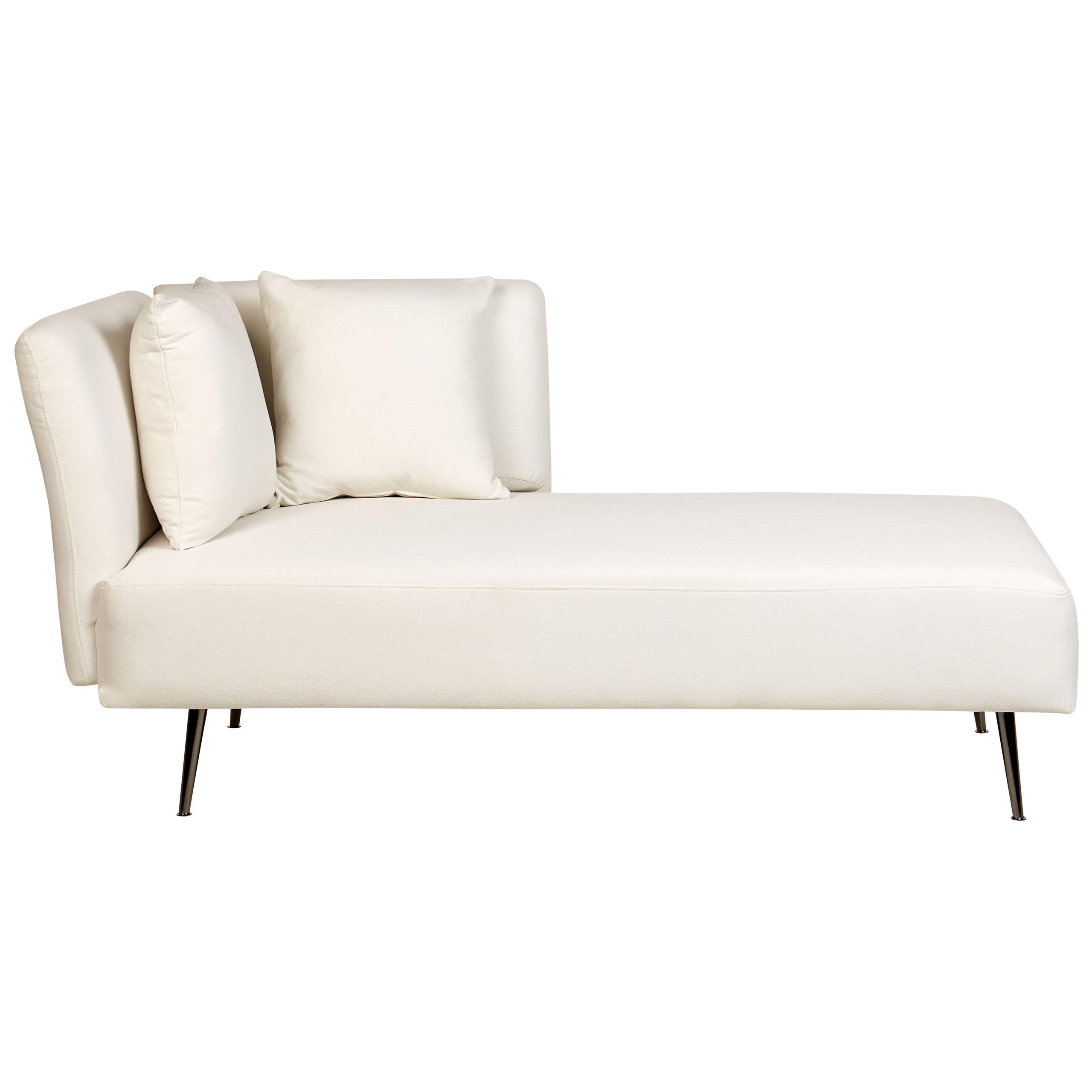 CHAISELONGUE cremeweiß linksseitig Riom - Schwarz/Weiß, Textil (156/75/77cm) - Beliani