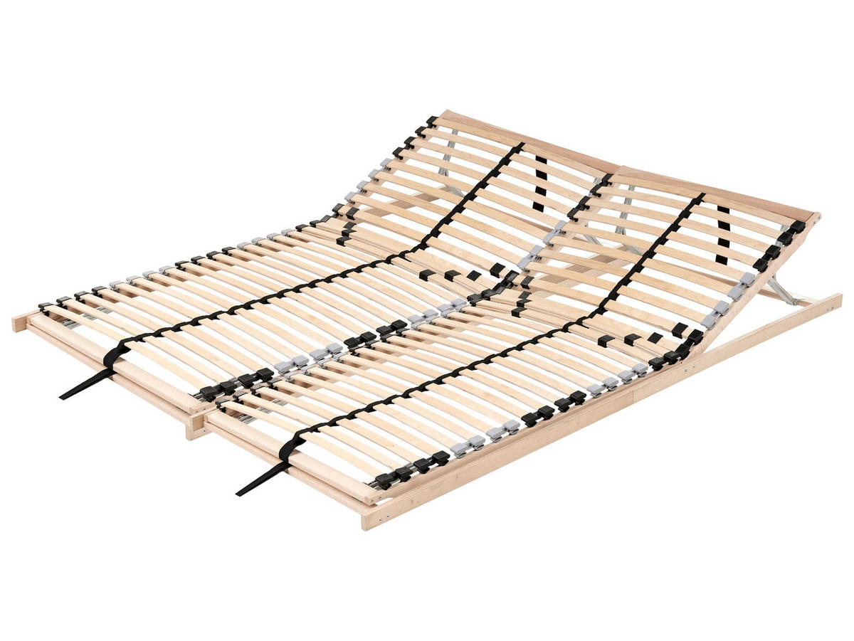 LATTENROST manuell verstellbar 180/200 cm Monthois - Hellbraun/Braun, Holz (180/200cm) - Beliani