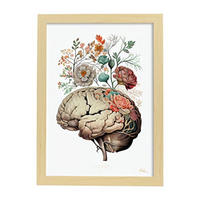 POSTER Anatomie Gehirn A4 Rahmen Aus Hellem Holz - Beige, Papier (29.7/5/21cm) - Nacnic