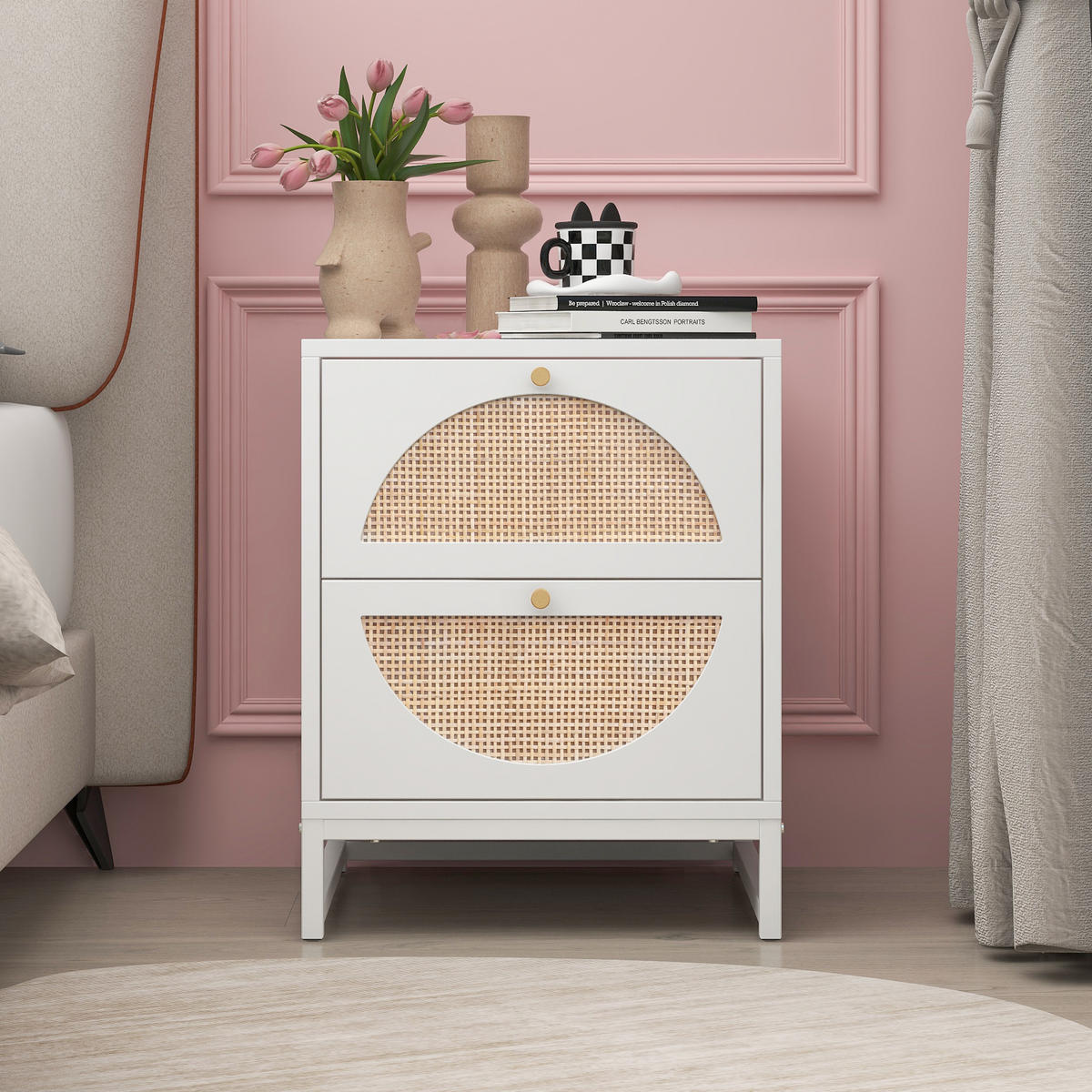 NACHTSCHRANK Weiß 40/40/53 cm - Weiß, Holz/Holzwerkstoff (40/53/40cm) - Urban Meuble