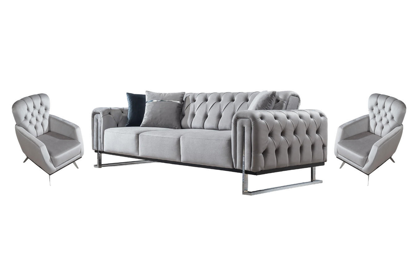 SITZGARNITUR Nova Hellgrau Stellvariante:3+1+1 - Hellgrau, Holz (230/78/95cm) - Villa Möbel