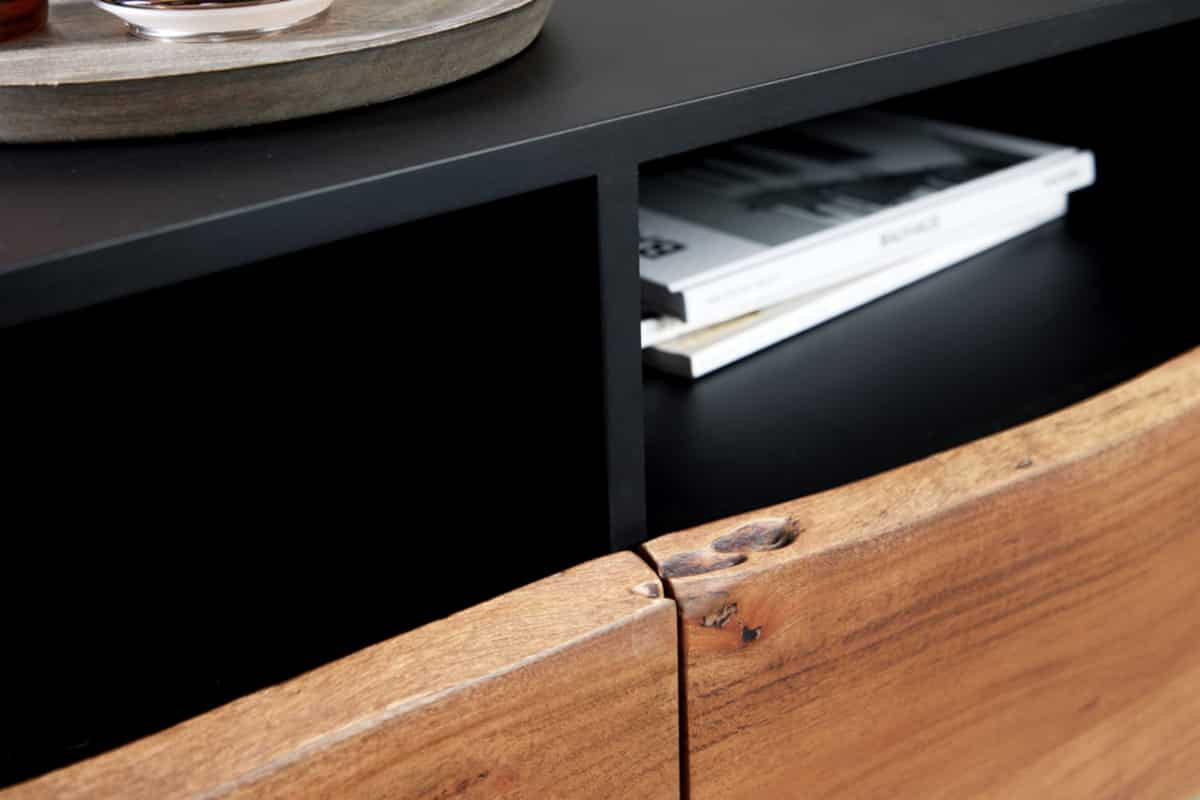 TV-LOWBOARD ORGANIC ARTWORK Akazie 140cm - Schwarz/Braun, Holz/Metall (140/50/40cm) - riess-ambiente