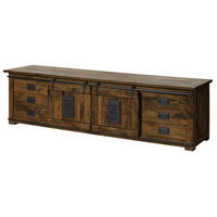 TV-BOARD Mango 220x55x60 braun lackiert RAILWAY #466 - Braun, Holz (220/60/55cm) - Massivmoebel24