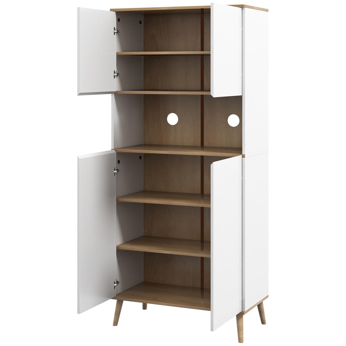 HIGHBOARD DE-11065 2 Türen, verstellbare Böden & Kabeldurchlass Weiß - Weiß, Holzwerkstoff (40/178/80cm) - ComfortXL