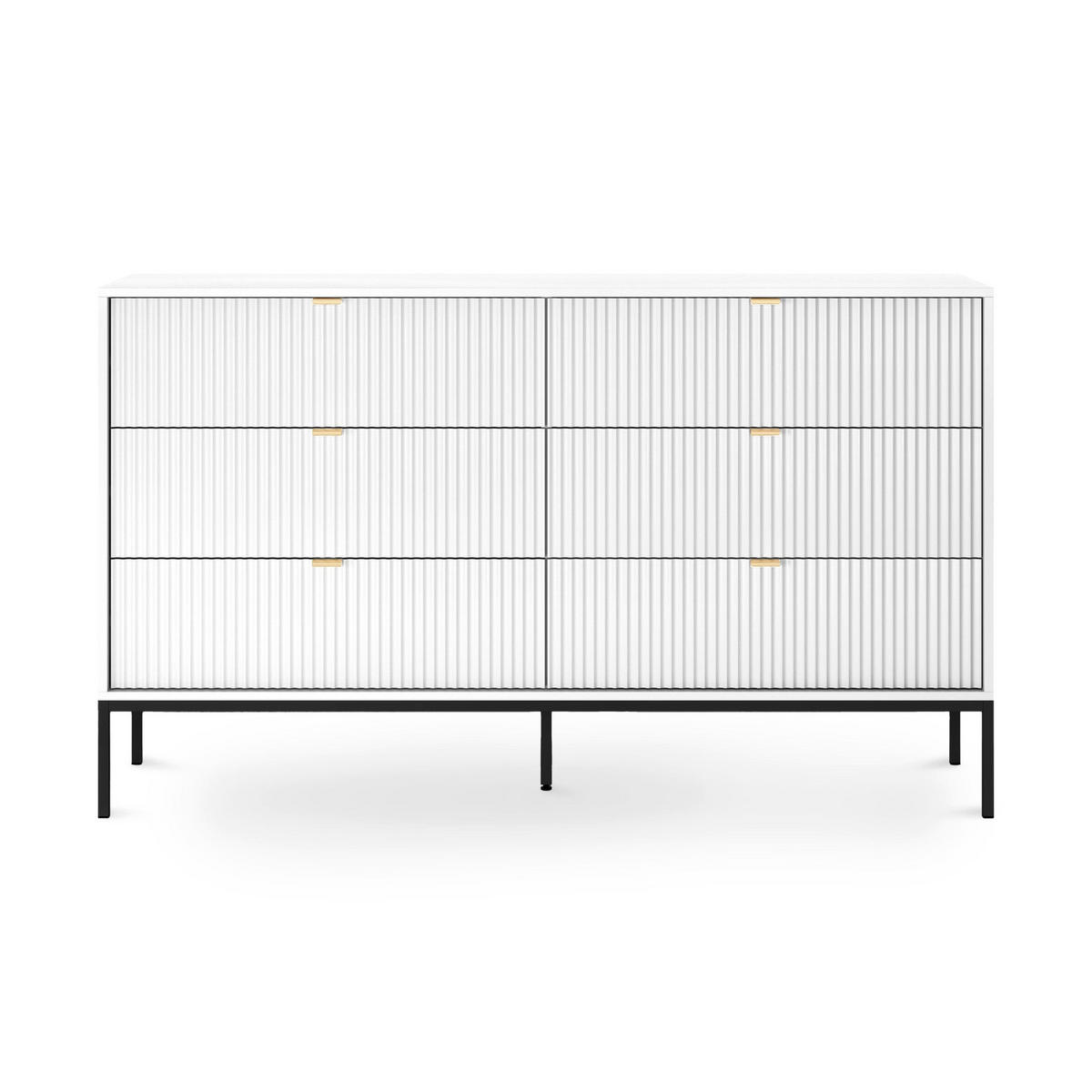 KOMMODE Roza Weiß, Beine Gold - Weiß, Holzwerkstoff (154/91/39cm) - Pillovely