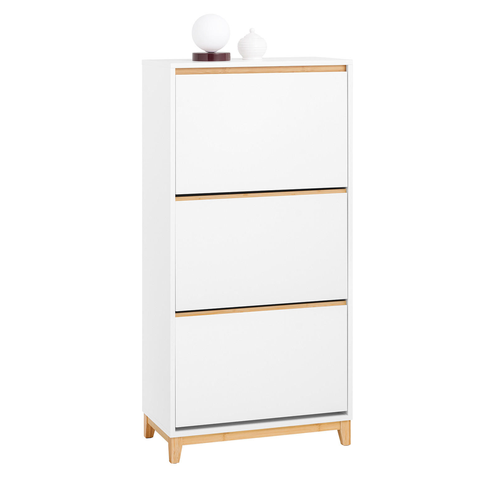 SCHUHSCHRANK Weiß-Natur - Weiß/Naturfarben, Holz/Holzwerkstoff (60/122/34cm) - SoBuy