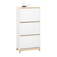 SCHUHSCHRANK Weiß-Natur - Weiß/Naturfarben, Holz/Holzwerkstoff (60/122/34cm) - SoBuy