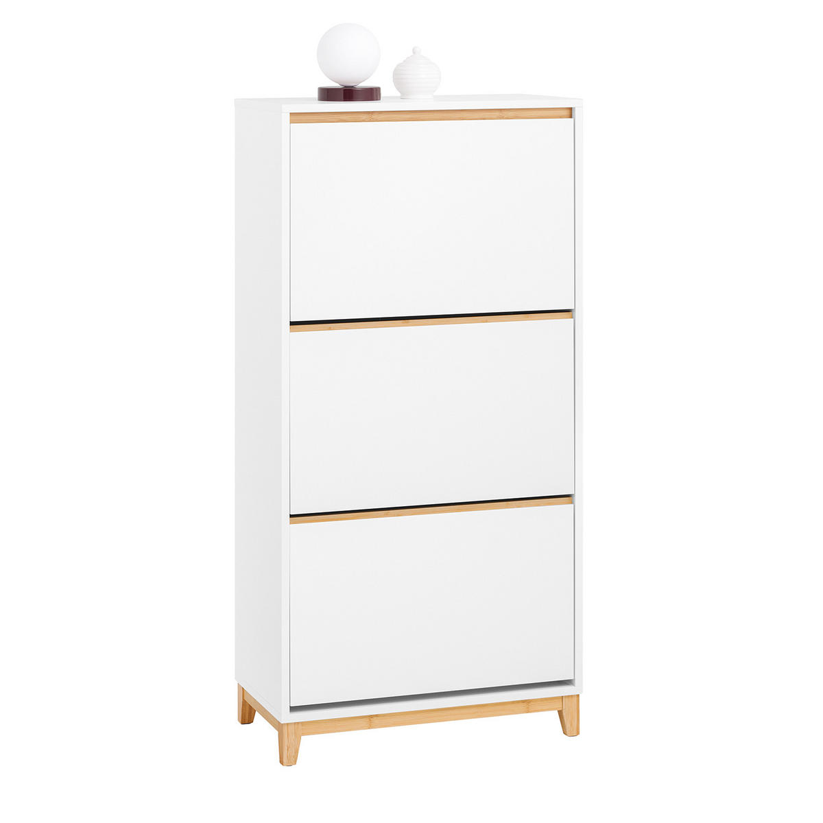 SCHUHSCHRANK Weiß-Natur - Weiß/Naturfarben, Holz/Holzwerkstoff (60/122/34cm) - SoBuy