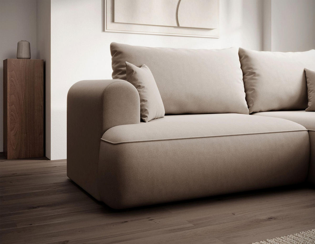 ROHOVÁ rozkládací pohovka Ovo Mini béžová, sametový potah Easy-Clean - černá/béžová, textil/plast (156/238cm) - Selsey