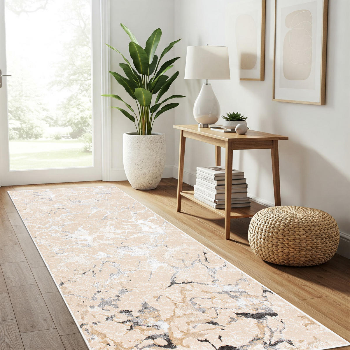 TEPPICHLÄUFER CRYSTAL champagner abstrakt 100/250 cm - Champagner, Textil (100/250cm) - Tapiso