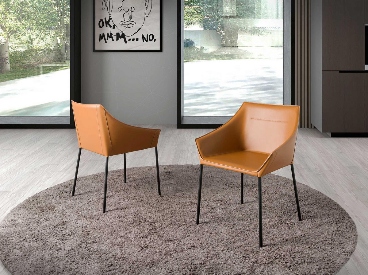 STUHL Braun Schwarz 62/60/79 cm - Schwarz/Braun, Leder (62/79/60cm) - ANGEL CERDA