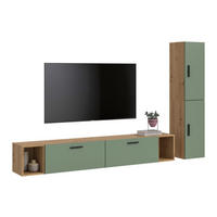 WOHNKOMBINATION THE ONE (B/H/T: ca. 259/182/34 cm) in Artisan Oak Nachbildung/Smoke Green - Eiche Artisan, Holzwerkstoff (259/182/34cm)