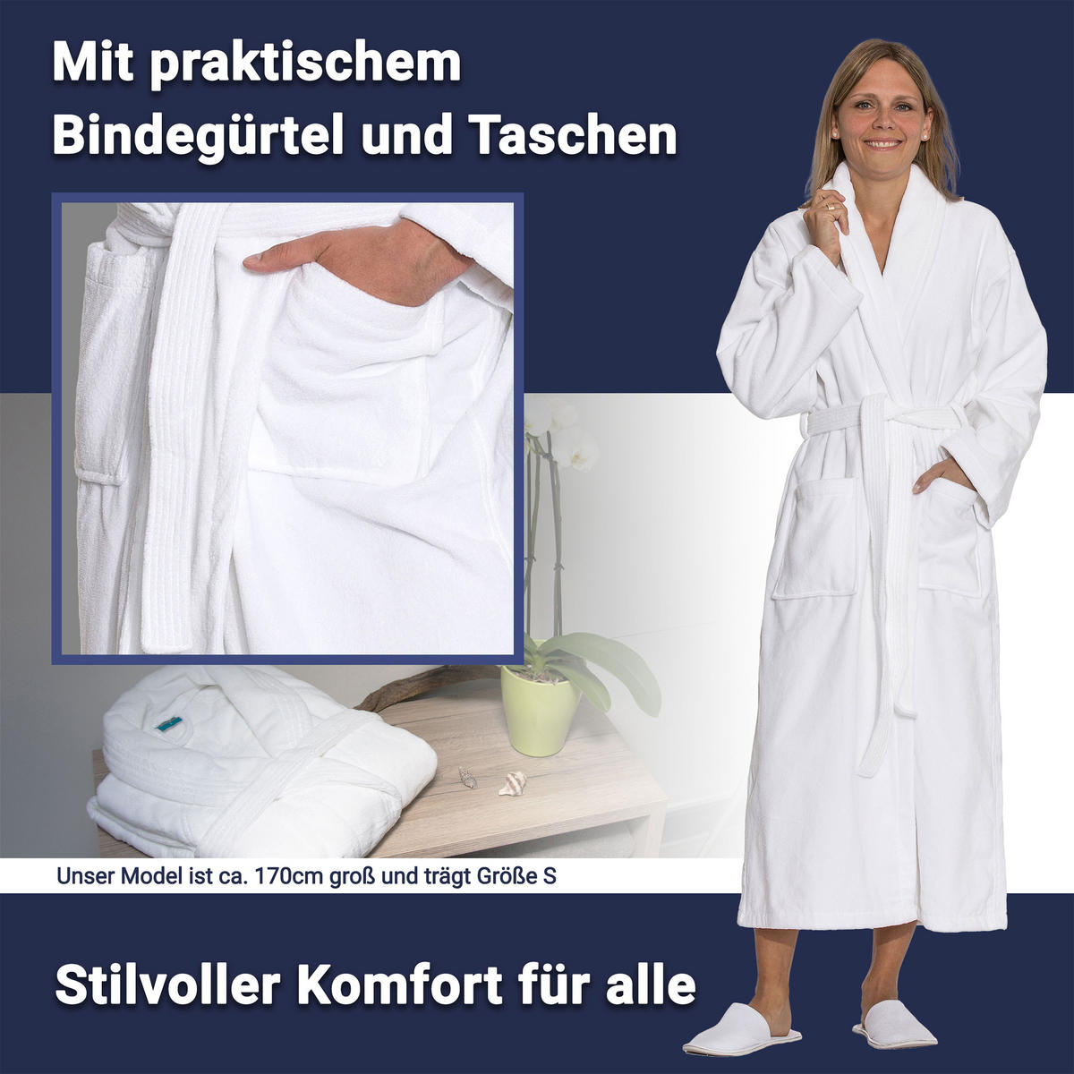 BADEMANTEL, M, 100% Baumwolle, Weiß - Weiß, Textil (Mnull) - Zollner