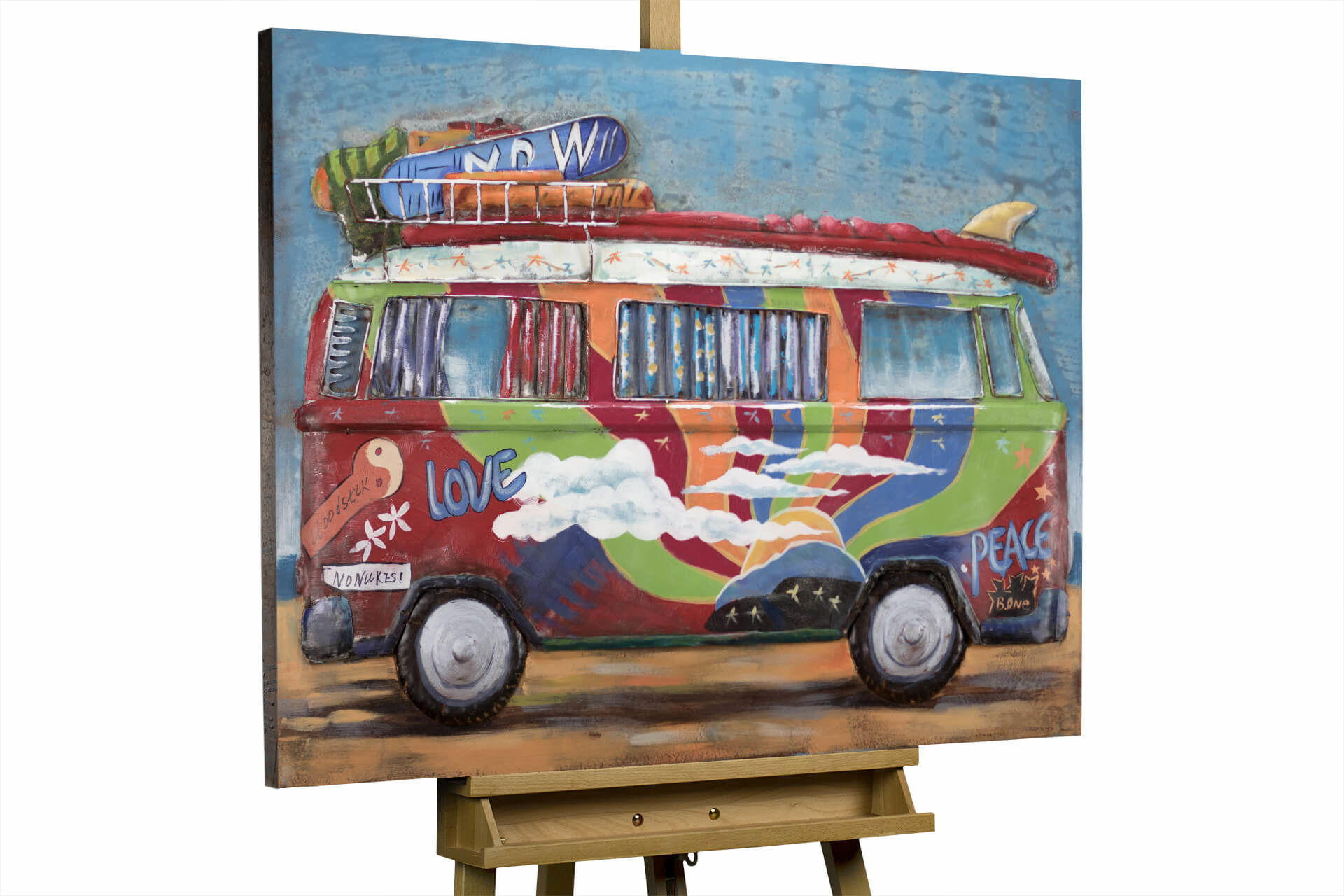 KUNSTLOFT KOVOVÝ OBRAZ RADOSTNÁ TOUHA CESTOVAT, 100/75 CM