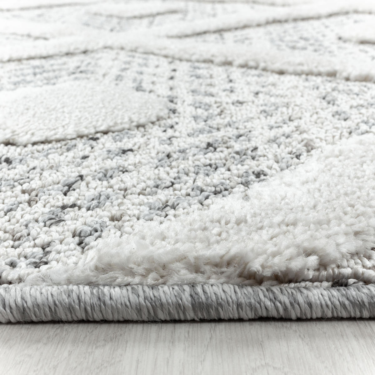 TEPPICH Wohnzimmer 3D Geometrisch Modern Waschbar OEKO-TEX Rund Grau 200x200 cm Gekettelt – EISACK - Grau, Textil (200/200cm) - KADIMA DESIGN
