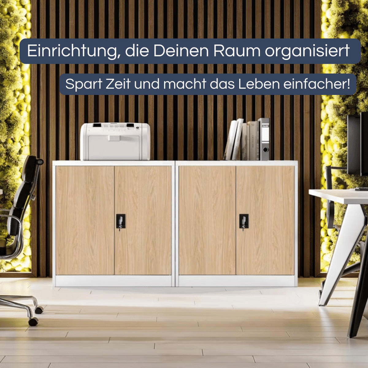 AKTENSCHRANK abschließbar KADO mit Flügeltüren 93x90x40cm Weiß-Sonoma Eiche - Weiß, Metall (90/93/40cm) - DELUKE