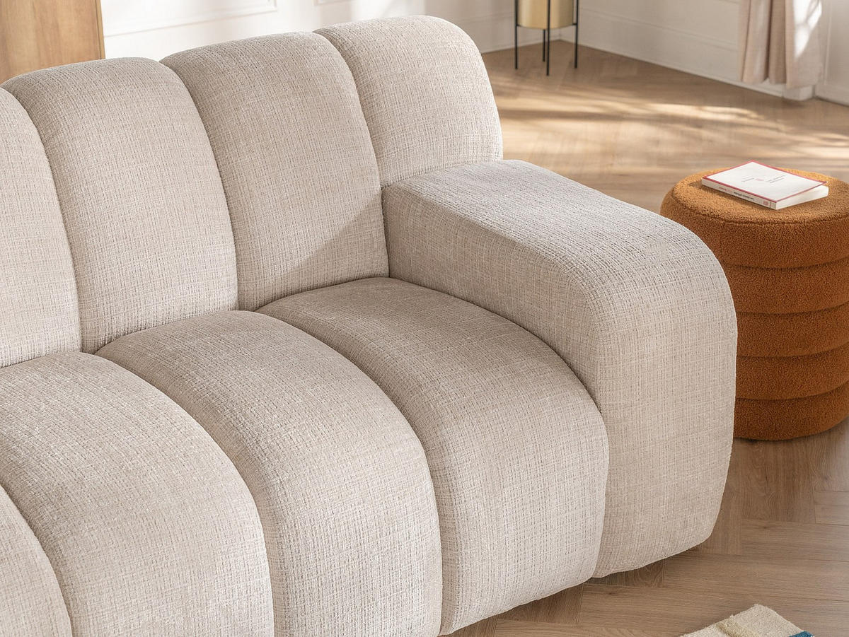 3-SITZER-SOFA – Chenille-Stoff – Beige – BELADON - Beige, Textil (242/85/103cm) - Vente-Unique