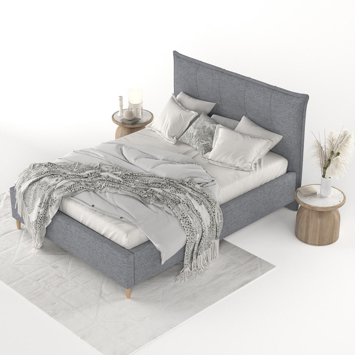 POLSTERBETT Plaza 140/200 cm Grau im Neve Stoff - Naturfarben/Grau, Holz/Holzwerkstoff (140/200cm) - AltaBeds