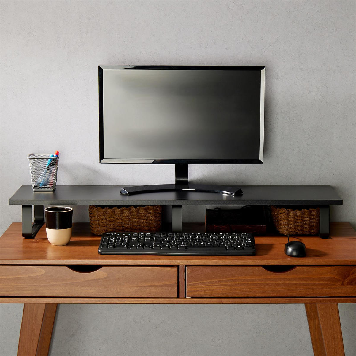 MONITORSTÄNDER MILFORD - Schwarz, Holzwerkstoff/Metall (26/100/12cm) - CARO-Möbel