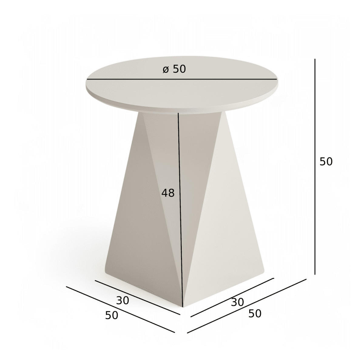 COUCHTISCH rund Cremeweiß 50/50/50 cm - Weiß, Holzwerkstoff (50/50/50cm) - Furnhouse