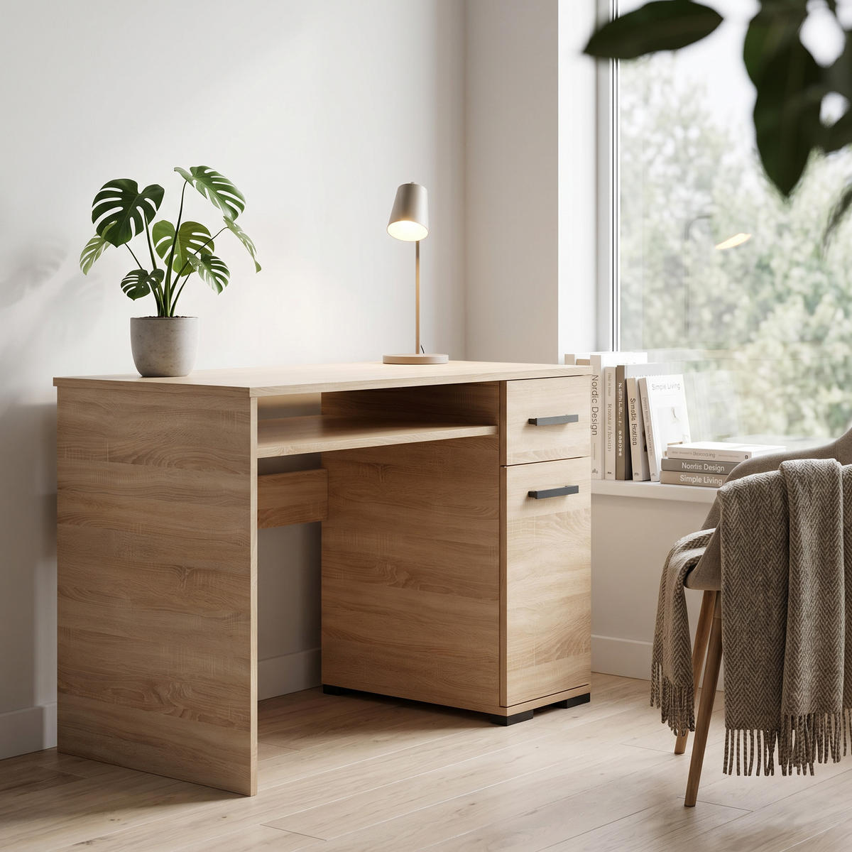 SCHREIBTISCH ALBANO 105x56x75 cm Bürotisch Computertisch, Sonoma Eiche - Sonoma Eiche, Holzwerkstoff (56/105/75cm) - MASSENO