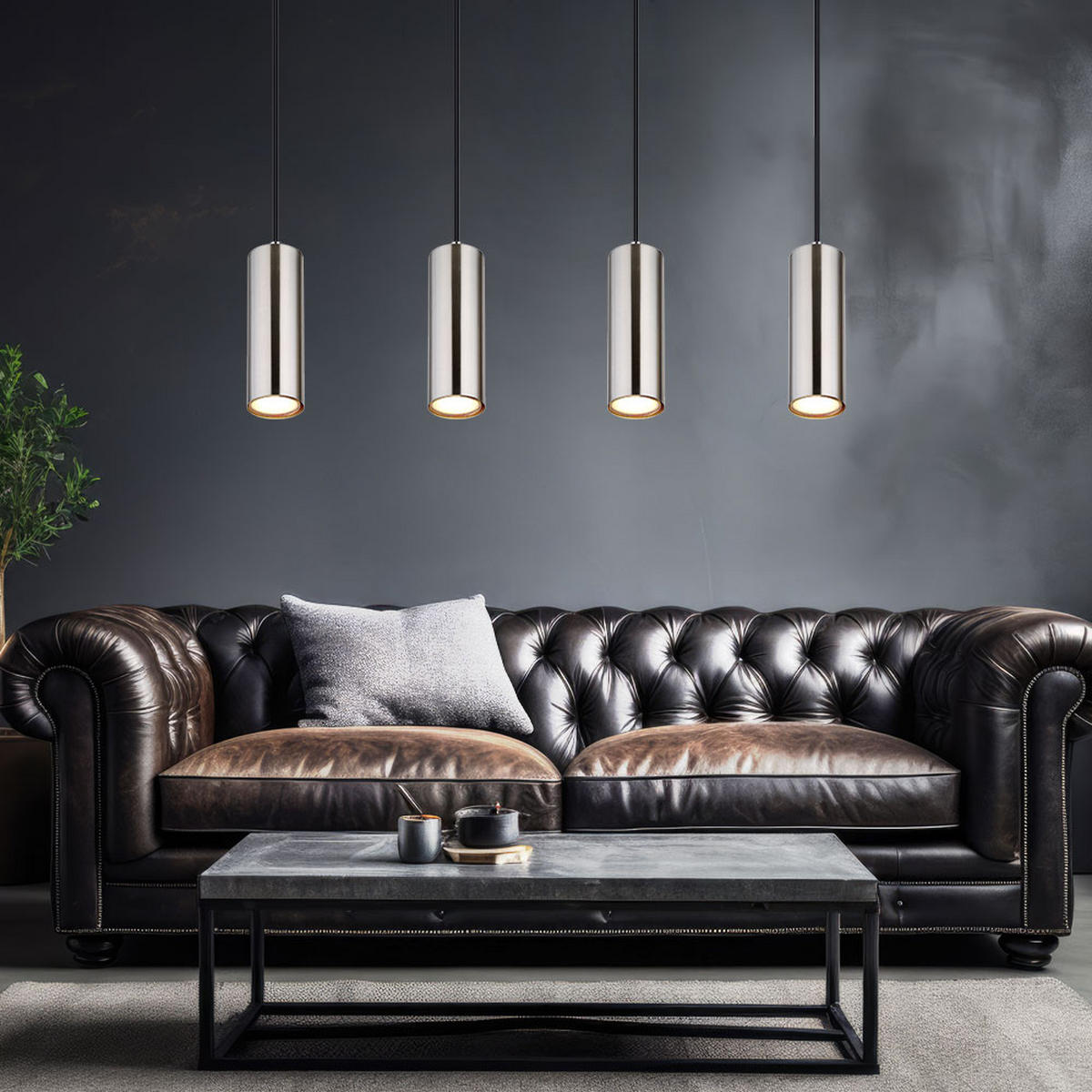 LED HÄNGELEUCHTE Metall Silber 4-flammig - Silberfarben, Metall (65/6/120cm)