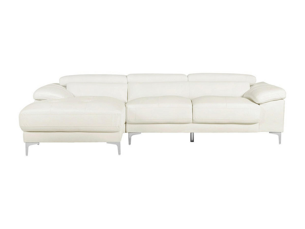 ECKSOFA - Ecke Links - Leder - Weiß - SOLANGE - Weiß, Leder (265/167cm) - Vente-Unique