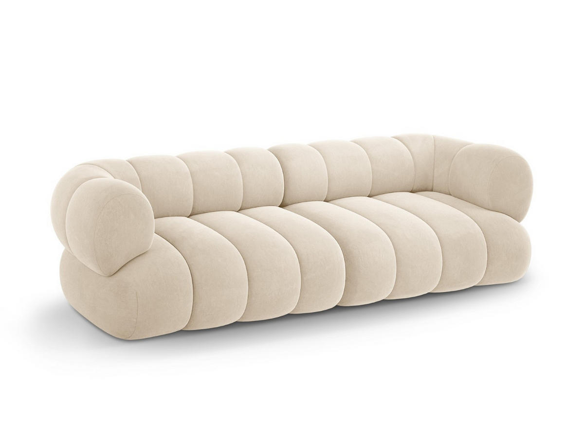 SOFA Koge aus Samt leichtes beige 4 Sitzplätze - Creme, Textil (95/70/240cm) - Cosmopolitan Design
