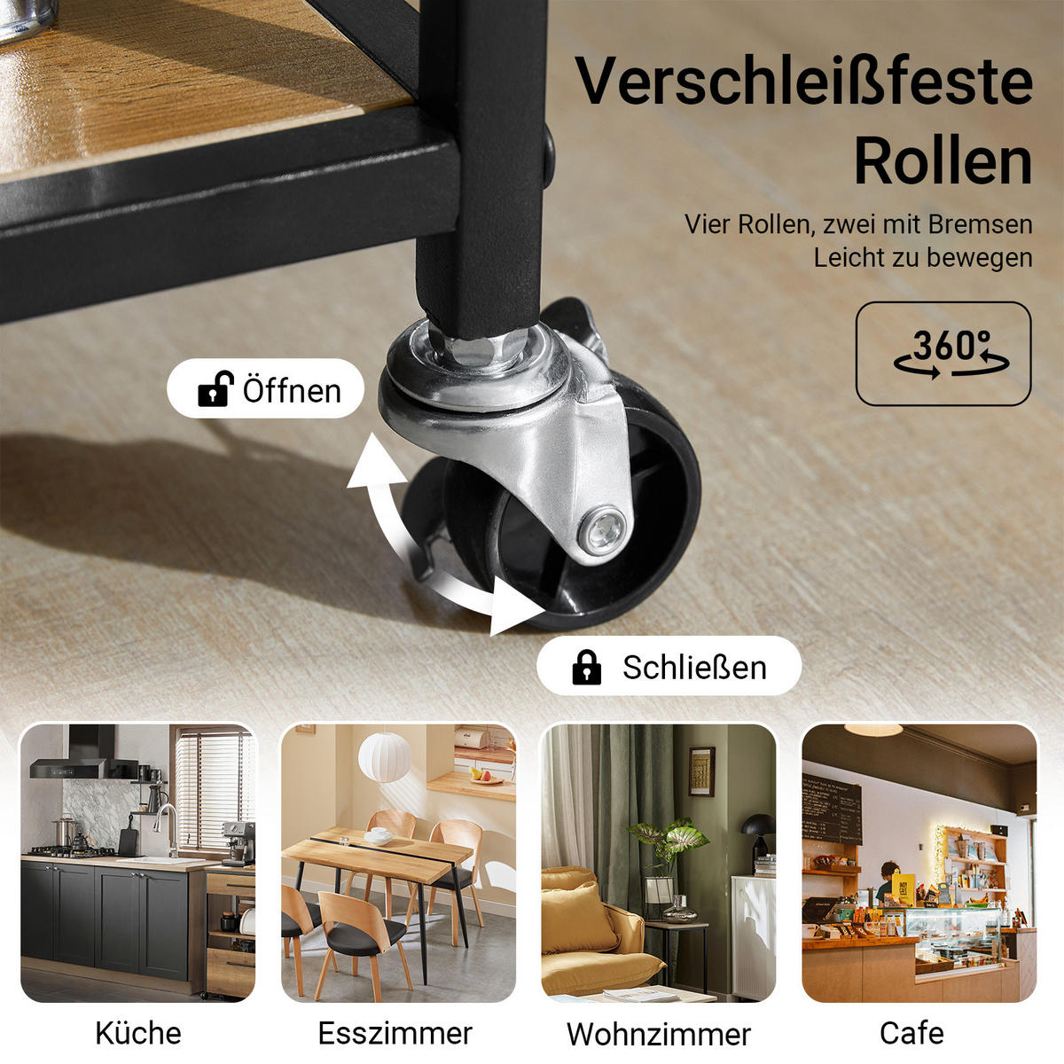 KÜCHENWAGEN Vintagebraun - Braun, Holzwerkstoff (53/89/37cm) - SoBuy