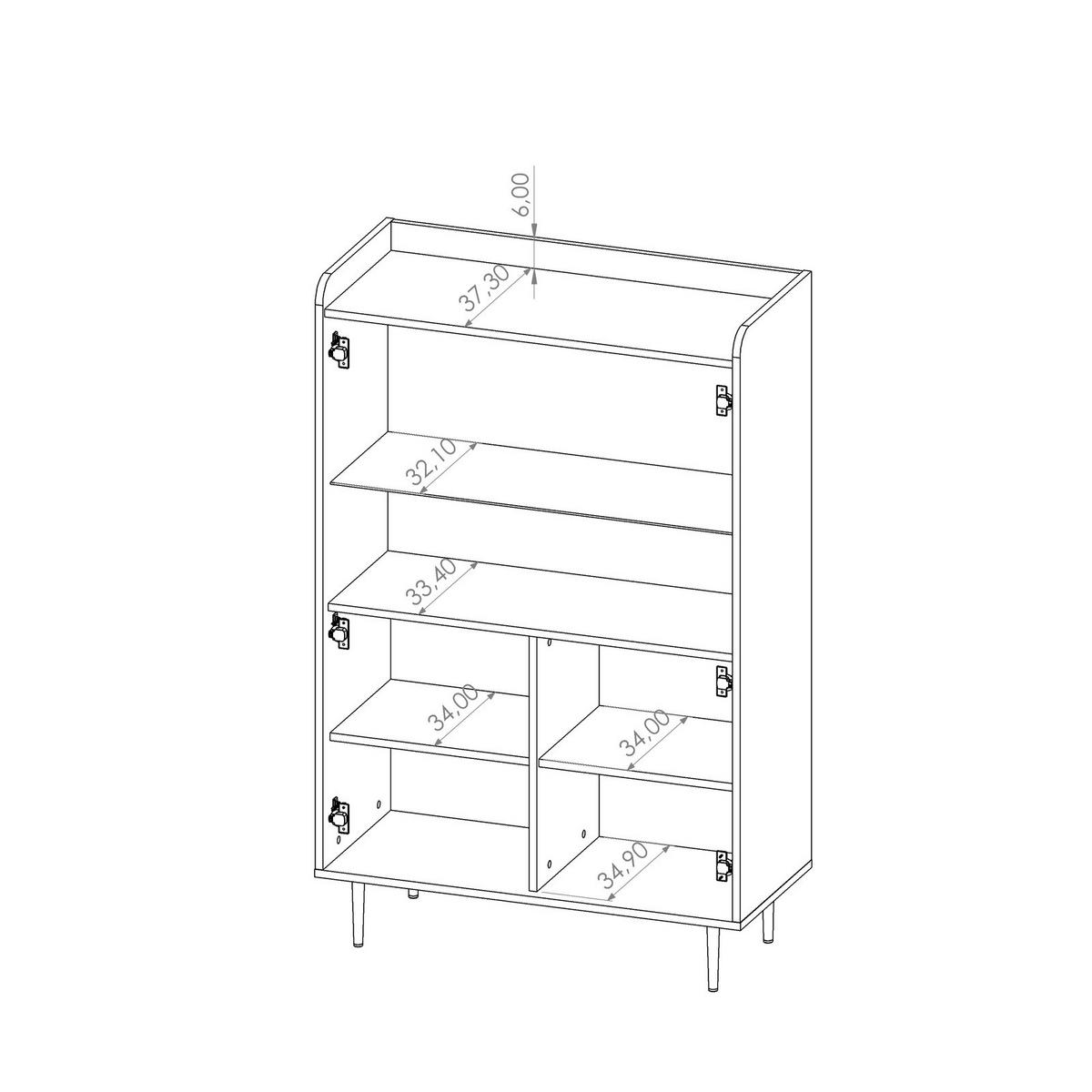 STANDVITRINE Nero 90/40/140 mit Metallfüße - Hellbraun/Schwarz, Glas/Holzwerkstoff (90/140/40cm) - Ravio