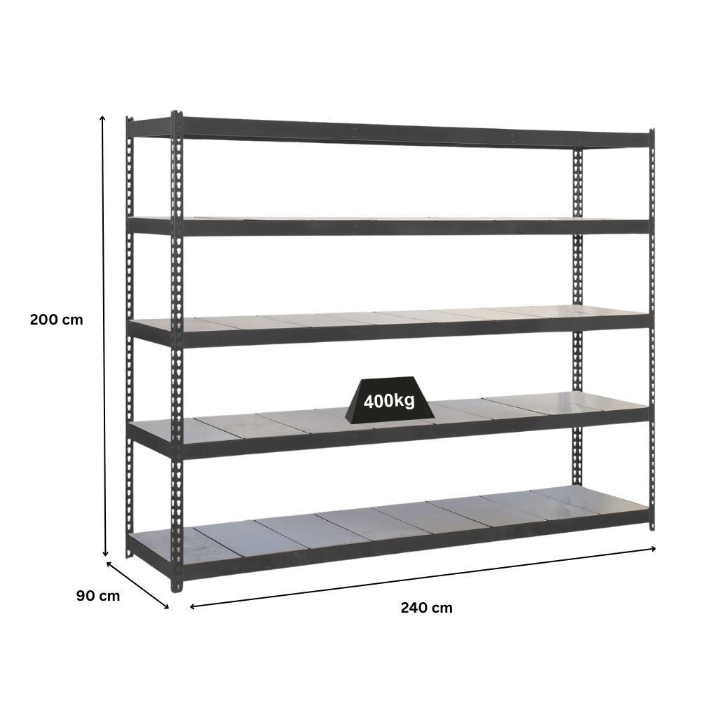 SCHWERLASTREGAL METAL BEAST FIVE | HxBxT 200x240x90cm | Fachlast 400kg | Anthrazit - Anthrazit, Metall (240/200/90cm) - PROREGAL