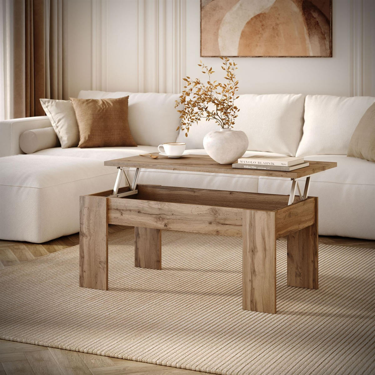 COUCHTISCH APERTO, Eiche Wotan - Eiche Wotan, Holzwerkstoff (100/45/50cm) - Lookway