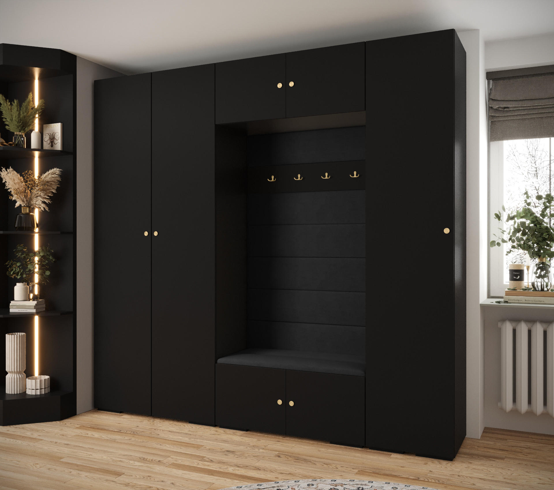 GARDEROBEN-SET 236,7/250/47 - Goldfarben/Schwarz, Holz/Metall (250/236.7/47cm) - Abiks Möbel