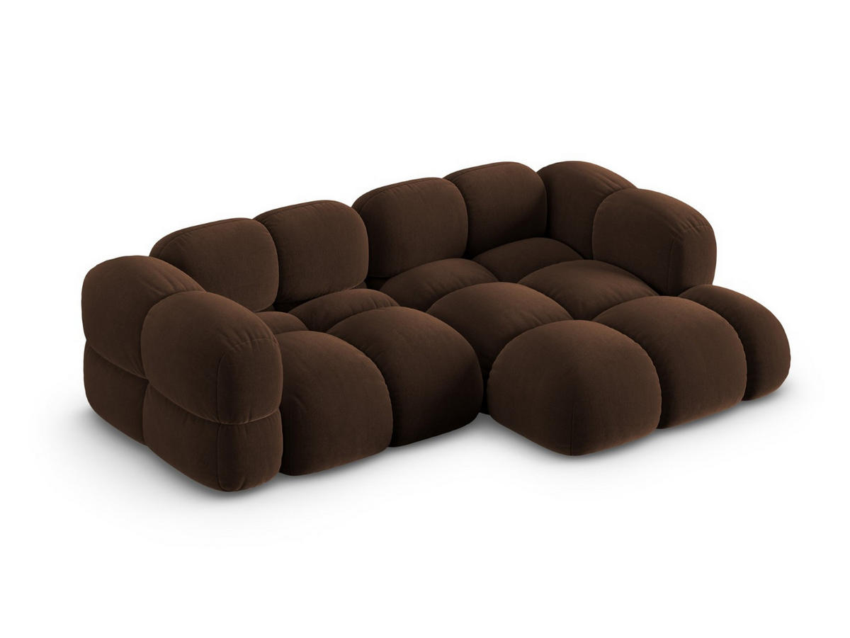 ECKSOFA rechts Loretto aus Samt Schokolade 3 Sitzplätze - Dunkelbraun, Textil (147/250cm) - Cosmopolitan Design