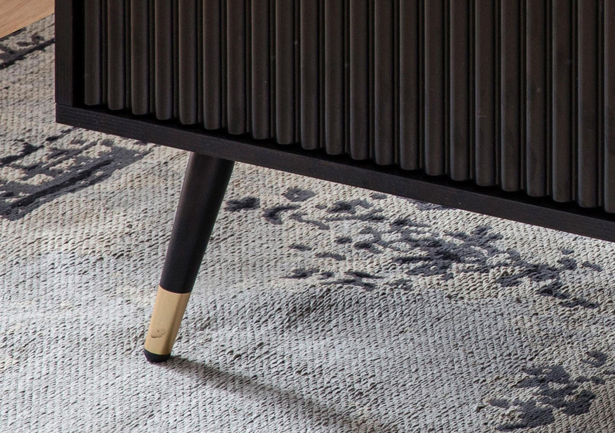COUCHTISCH Schwarz Eiche-Dekor mit Stauraum 110x60x43 cm Metallbeine - Goldfarben/Schwarz, Holzwerkstoff/Metall (60/110/43cm) - KADIMA DESIGN