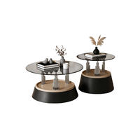 COUCHTISCH-SET DE-37352 2er-Set mit Glasplatte und Nesting-Design Schwarz - Schwarz, Metall (70/48/60cm) - ComfortXL