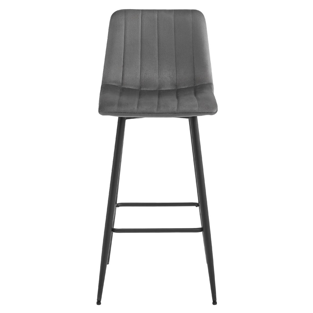 BARHOCKER 4-er Set POZZA dunkelgrauer Sitz, schwarze Basis - Dunkelgrau/Schwarz, Textil (43/104/35cm) - Valora