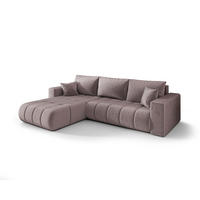ECKSOFA LARA PREMIUM links dunkelrosa Velours Monolith 62 - Schlaffunktion, Bettkasten - Pink, Textil (280/175cm) - Cornero