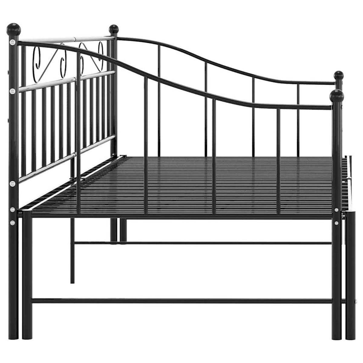 AUSZIEHSOFA Bettgestell Schwarz Metall 90/200 Cm - Schwarz, Naturmaterialien (90/200cm) - vidaXL