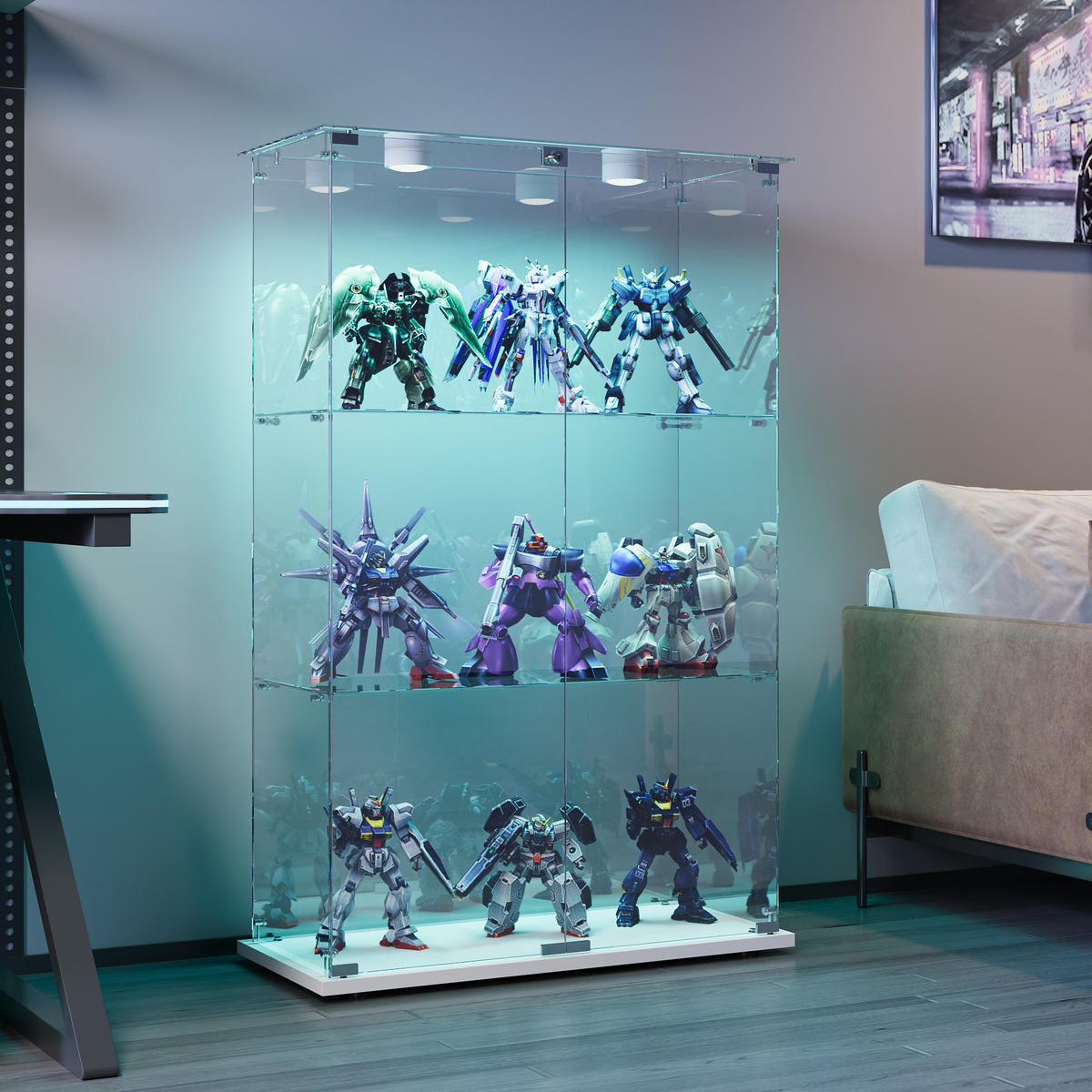 VITRINE,LED Vitrinenschrank 78/35/123 cm,Weiß - Weiß, Glas (78/123/35cm) - PARAFTA HOME