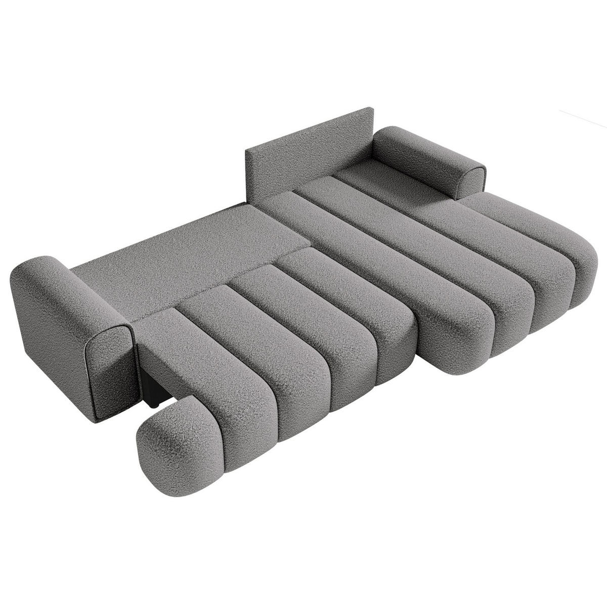 ECKSOFA Dandelino Grau mit Bouclé-Bezug, rechts - Schwarz/Grau, Kunststoff/Textil (275/168cm) - Selsey