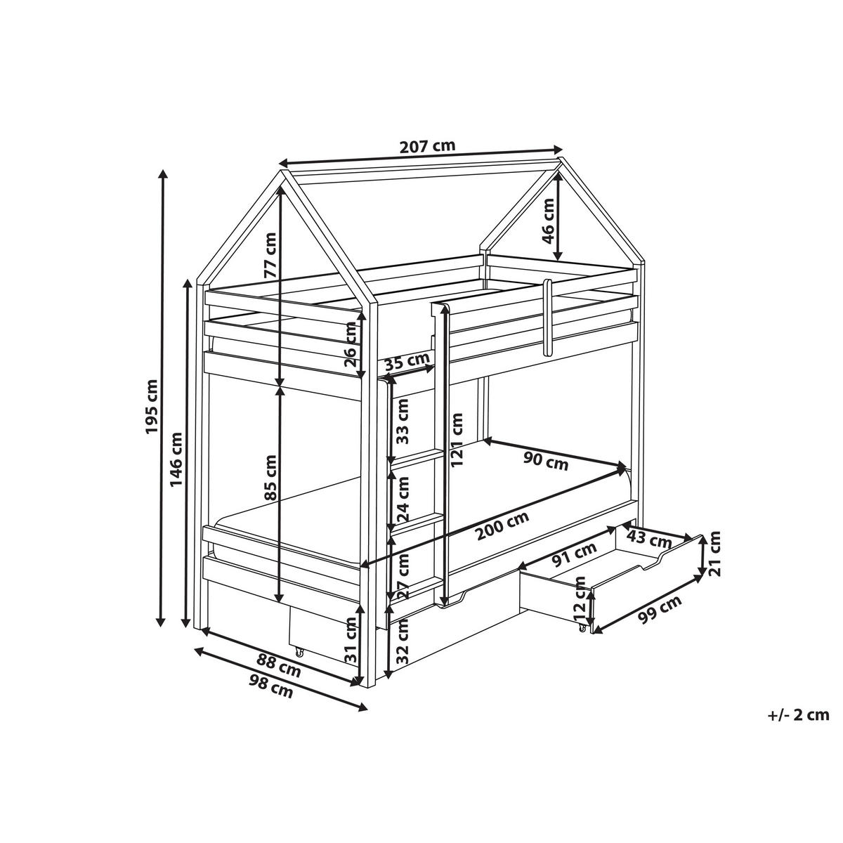 HOCHBETT 90/200 cm Weiß Ternas - Pink/Weiß, Holz (90/200cm) - Beliani