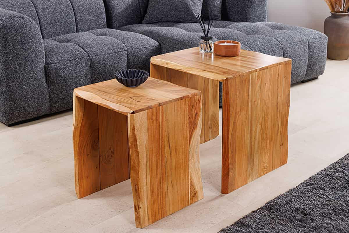 BEISTELLTISCHSET MAMMUT 2-teilig Akazie Braun 55cm - Braun, Holz (50/50/55cm) - riess-ambiente