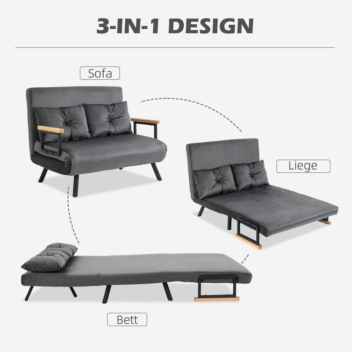 SCHLAFSESSEL mit Schlaffunktion 102 x 73 x 81 cm Steel Dark Gray - Dunkelgrau, Holzwerkstoff (102/81/73cm) - Meubliv