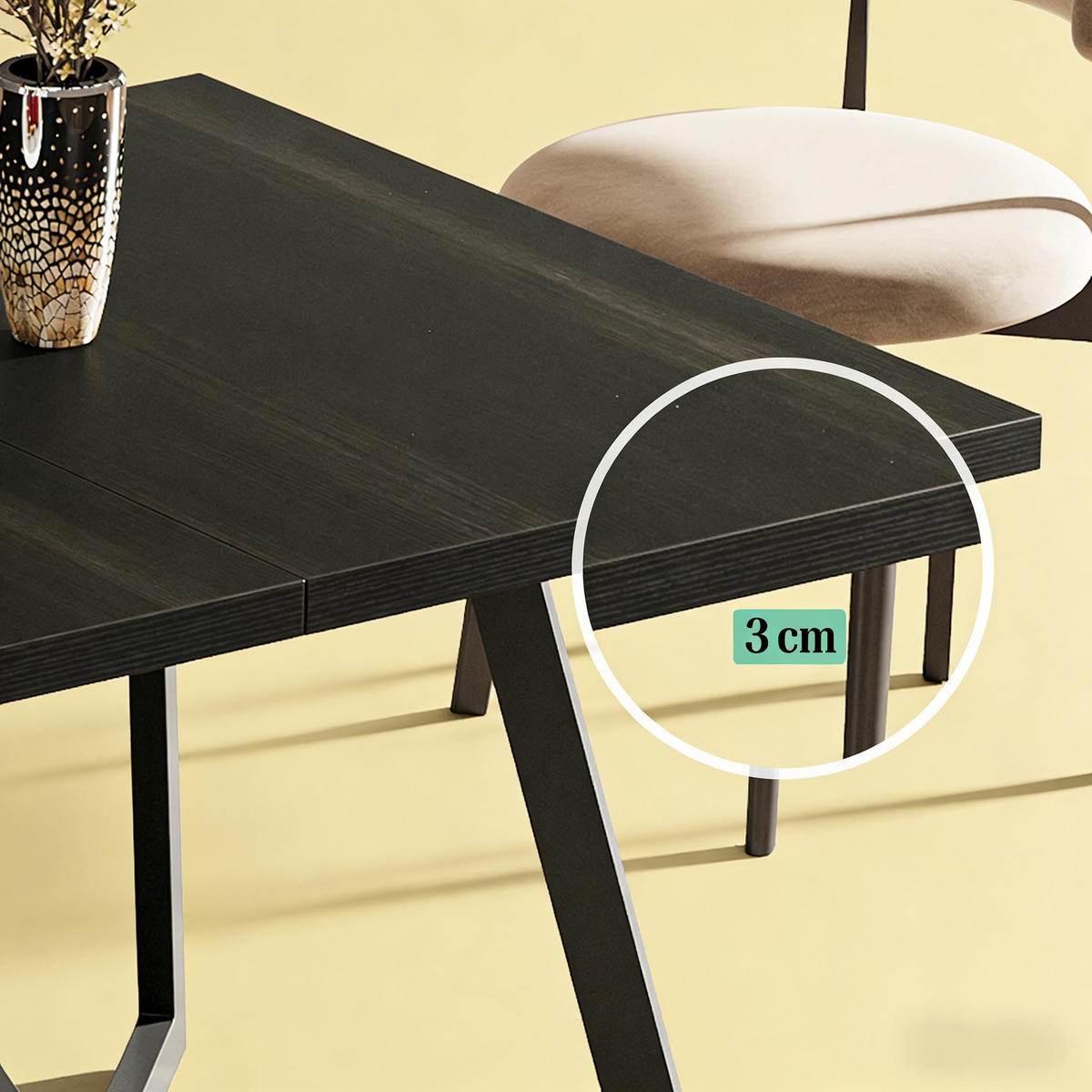 ESSTISCH Schwarz 180/80/75 cm - Schwarz, Holz (80/180/75cm) - PANGIVO